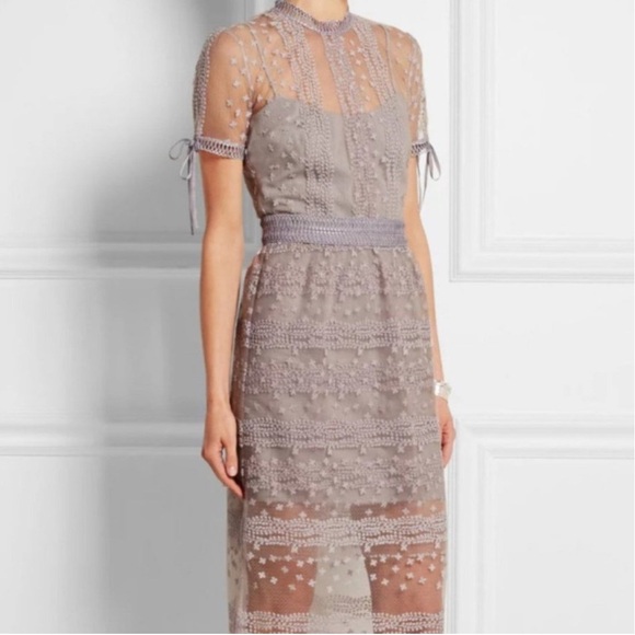 Self-Portrait Lilac Sheer Dress - Picture 4 of 9